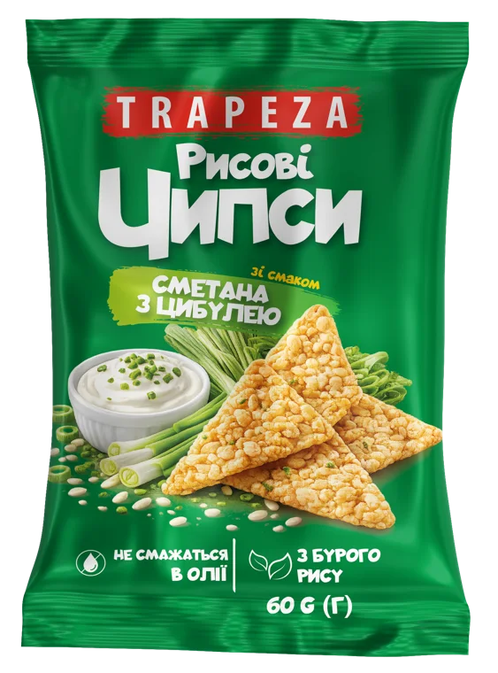 Чипси Рисові зі смаком «Сметана і цибуля»